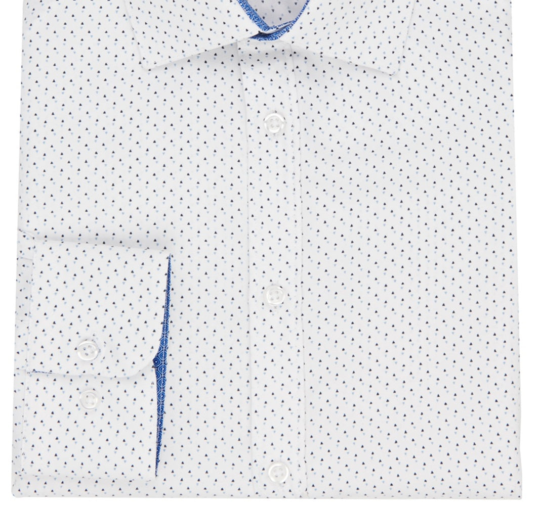Calabrum Men's Regular Fit Non Iron Geo Print Dress Shirt Blue Size X-Large