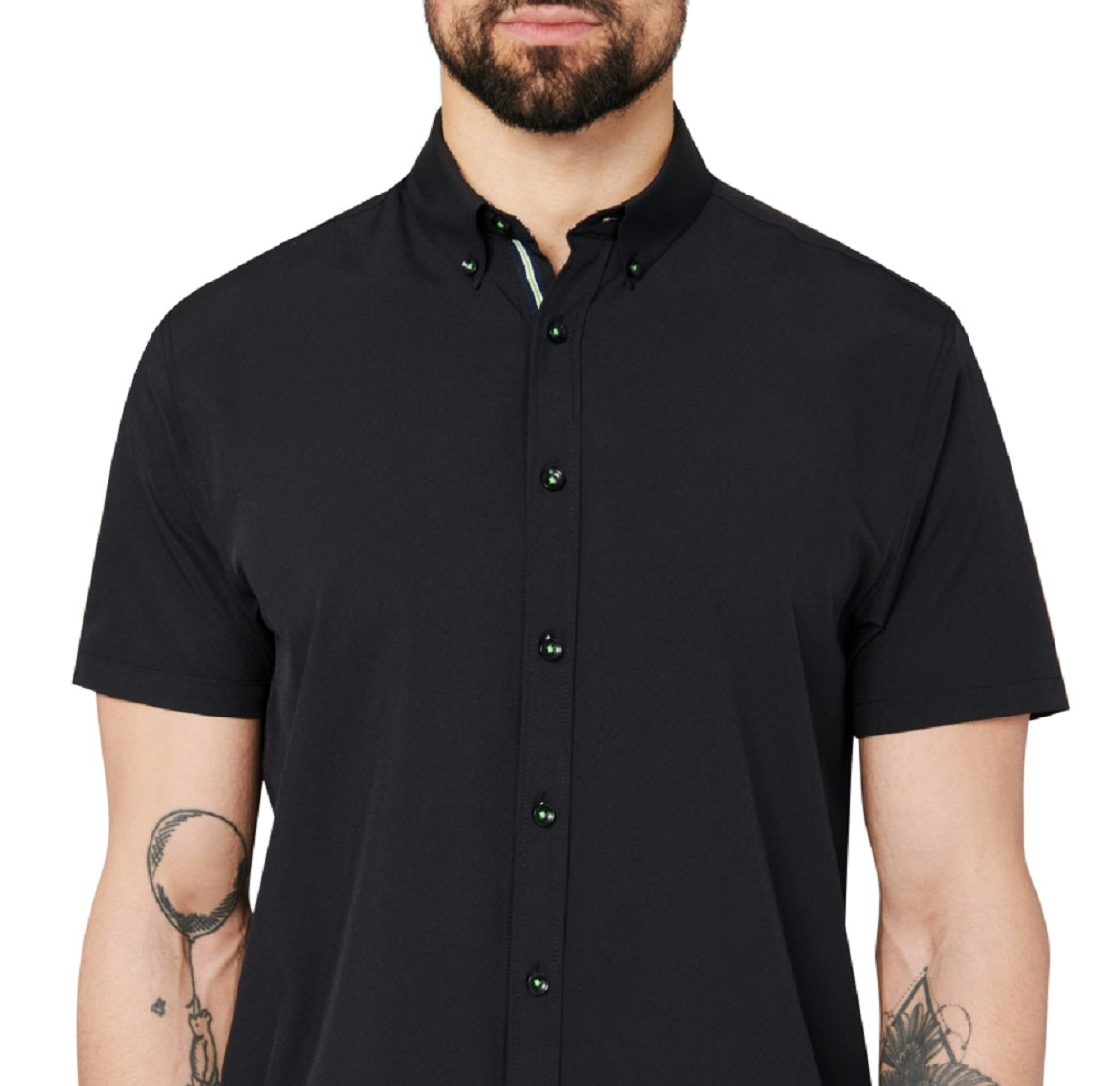 Society of Threads Men's Slim Fit Button Down Performance Shirt Black Size XL