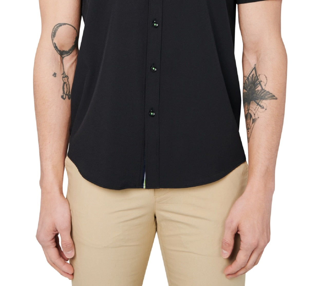Society of Threads Men's Slim Fit Button Down Performance Shirt Black Size XL
