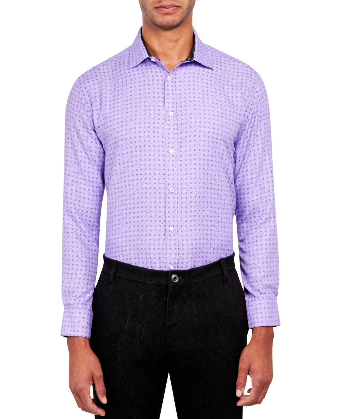 Calabrum Men's Regular Fit Non Iron Performance Dress Shirt Purple Size XX-Large