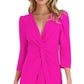 Julia Jordan Women's Knotted Three Quarter Sleeve Minidress Pink Size 12
