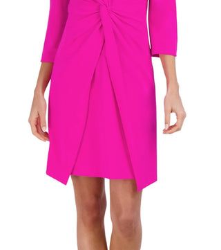 Julia Jordan Women's Knotted Three Quarter Sleeve Minidress Pink Size 12