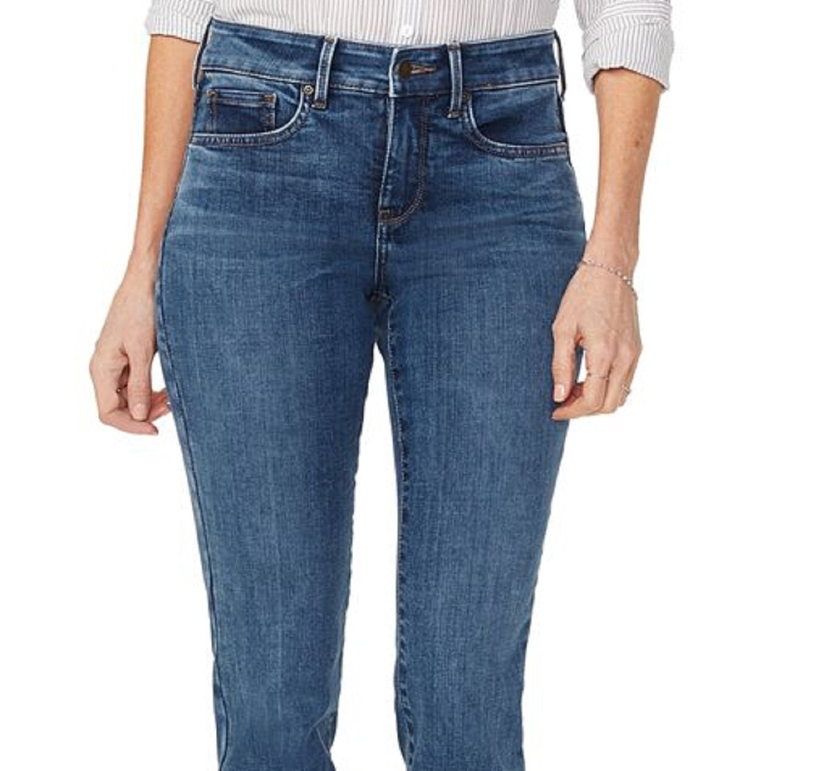 NYDJ Women's Marilyn Tummy Control Straight Leg Jeans Blue Size 12