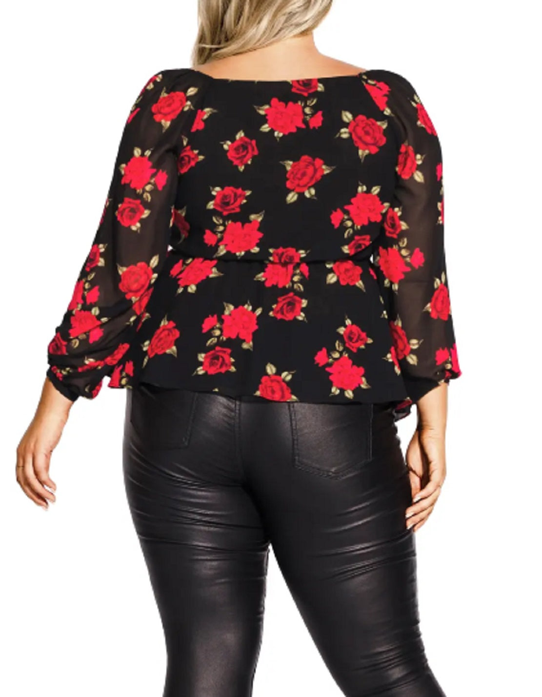 City Chic Women's Floral Passion Top Black Size 20W