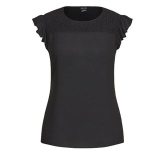 City Chic Women's Trendy Plus Shirred Flirt Top Black Size Petite Small