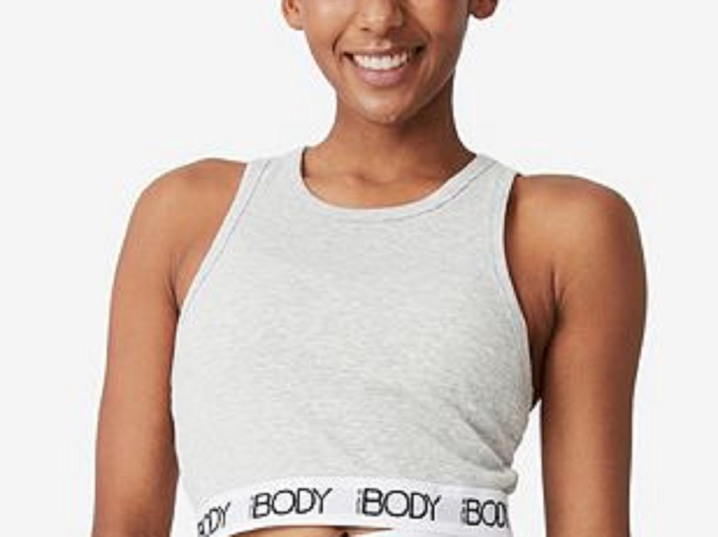 COTTON ON Women's Rib Racer Crop Tank Top Gray Size X-Small