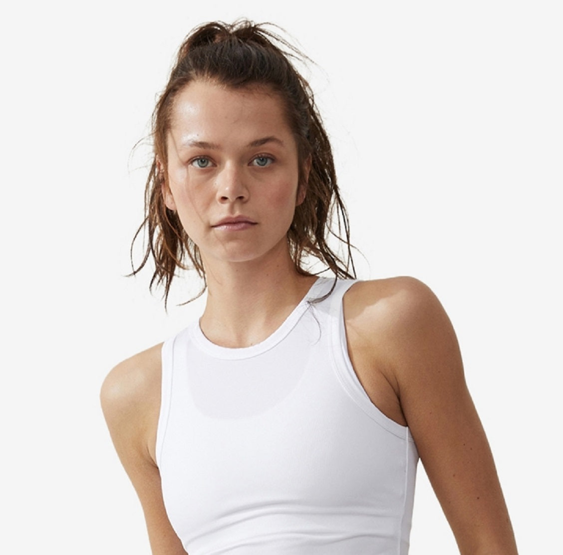 Cotton On Women's Active Rib Tank Top White Size Small