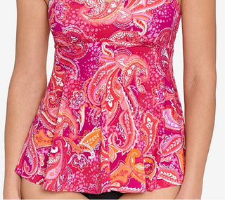 Swim Solutions Women's Printed Underwire Tankini Top Swimsuit Pink Size 10
