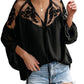 Zesica Women's Blouses Black Size Medium