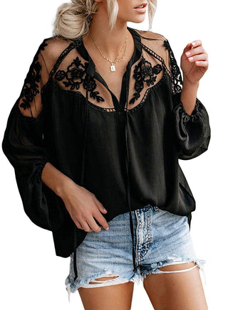 Zesica Women's Blouses Black Size Medium