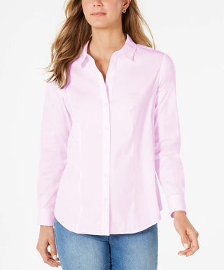 Charter Club Women's Classic Button-Front Shirt Pink Size 18