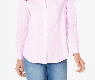Charter Club Women's Classic Button-Front Shirt Pink Size 18