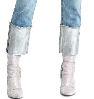 Rachel Rachel Roy Women's Straight-Leg Metallic High Rise Cuffed Jeans Brightblue Size 24