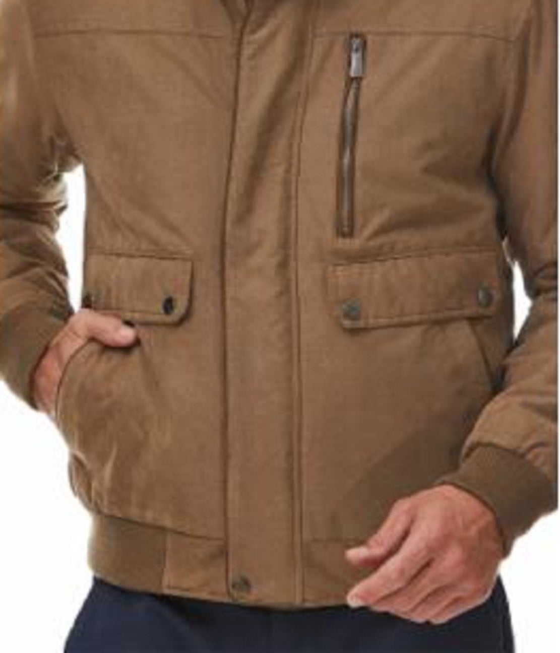 Rainforest Men's Micro Twill Bomber Jacket Brown Size Large