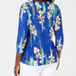 JM Collection Women's Printed Jacquard Top Blue Size XXL