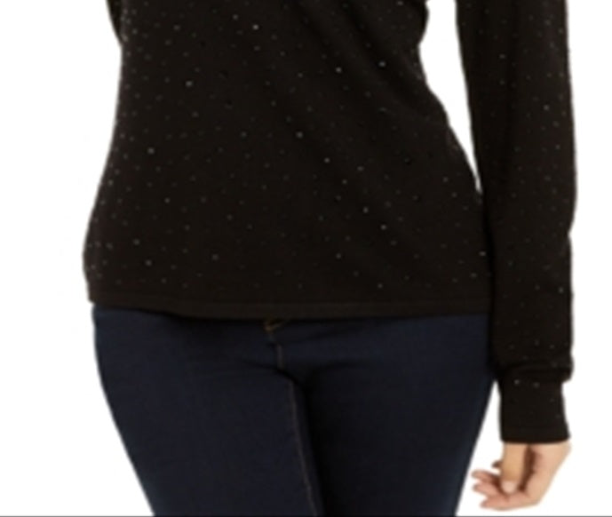 INC International Concepts Women's Embellished Keyhole Sweater Black Size Small