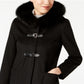 Forecaster Women's Fox Fur Trim Buckled Walker Coat Black Size 16