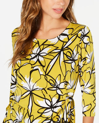 Alfani Women's 3/4 Sleeve Blouse Top Yellow Size Petite Large