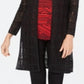 JM Collection Women's Open Front Crochet Duster Jacket Black Size Petite