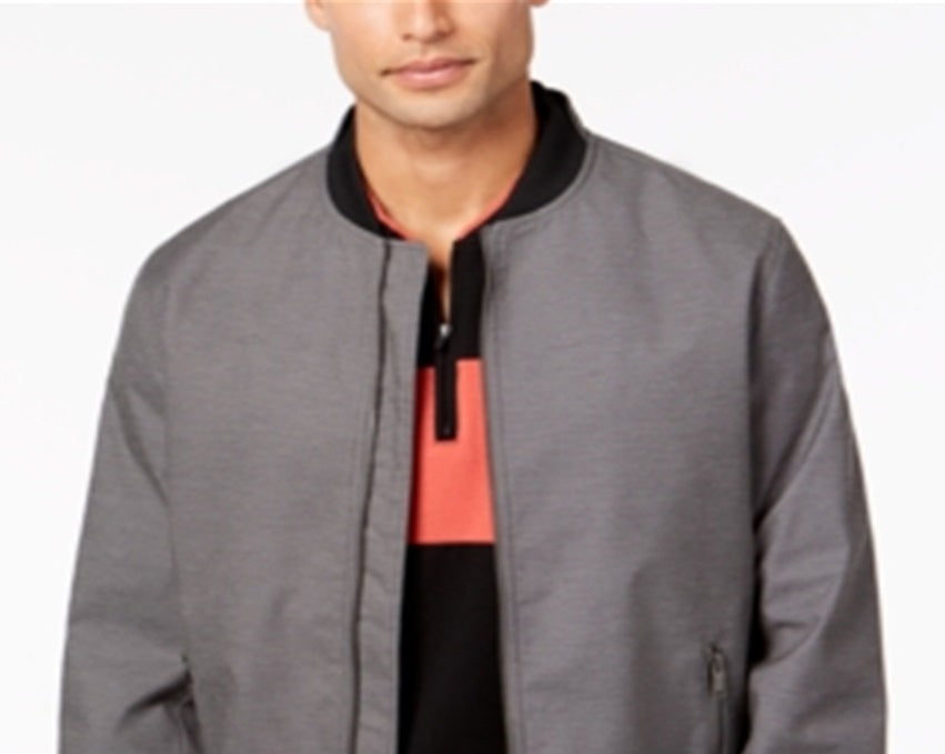 Alfani Men's Ribbed Bomber Jacket Heather Gray Size XX-Large