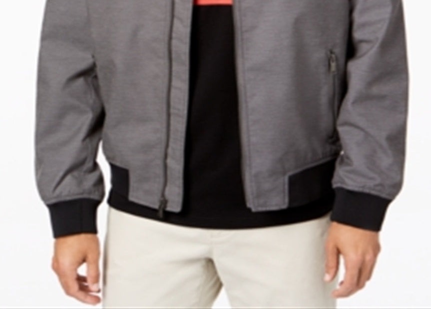 Alfani Men's Ribbed Bomber Jacket Heather Gray Size XX-Large