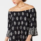 Style & Co Women's Printed on/Off the Shoulder Dress Black Size Petite S