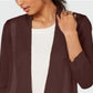 Alfani Women's Mixed Stitch Open Front Cardigan Brown Size Petite Small