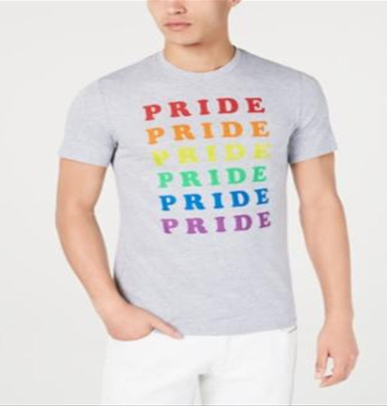 INC International Concepts Men's Rainbow Pride Graphic T-Shirt Gray Size XXX-Large