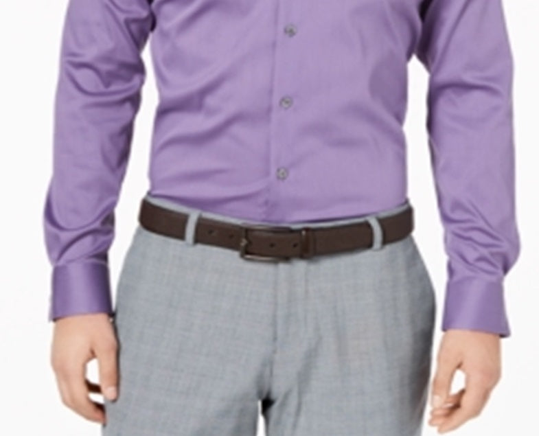 Alfani Men's Big & Tall Bedford Cord Dress Shirt Purple Size LT