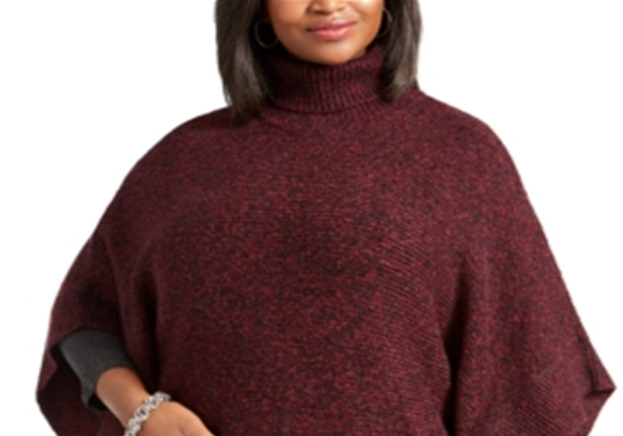 Michael Kors Women's Plus Turtleneck Poncho Red Size 2X