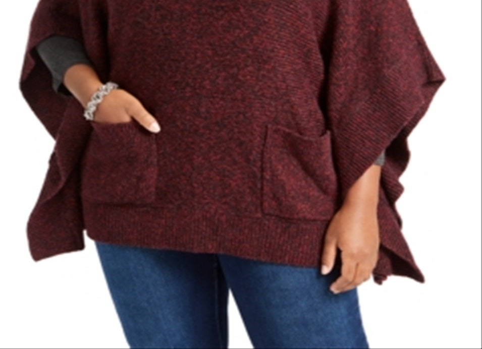 Michael Kors Women's Plus Turtleneck Poncho Red Size 2X