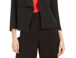 Anne Klein Women's Asymmetrical Zippered Jacket Black Size 4