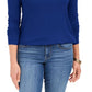 Charter Club Women's Heathered Ribbed Turtleneck Top Blue Size X-Large