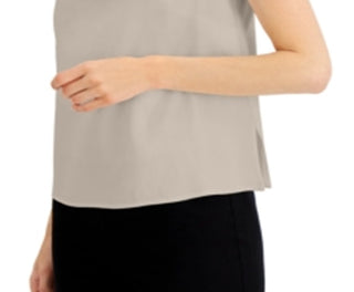 Alfani Women's Sleeveless Linen Blend Top Brown Size X-Small