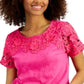 Charter Club Women's Cotton Lace Embellished T-Shirt Pink Size Medium