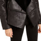 Bar III Women's Shearling Drape Front Jacket Black Size XXS