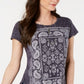 Style & Co Women's Graphic Top Blue Size Petite Large