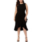 Calvin Klein Women's Ruffled High Low Midi Dress Black Size 20W