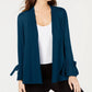 Alfani Women's Petite Tie-Sleeve Cardigan Dark Green Size Petite Medium