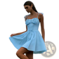 Sky Blue Ruched Corset Mini Dress with Tie Straps