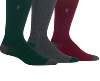 Polo Ralph Lauren Men's 3 Pack Ribbed Socks Green Size Regular