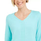 Karen Scott Women's Cotton Cable-Knit Sweater Blue Size S