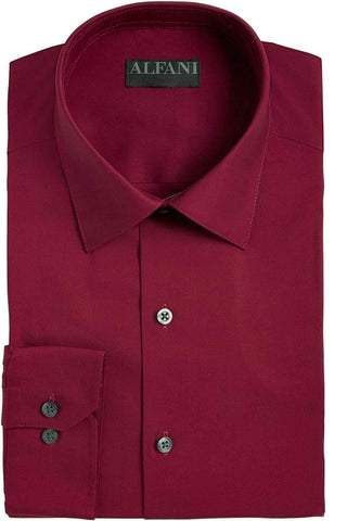 Alfani Men's Alfatech Classic/Regular-Fit Performance Stretch Moisture-Wicking Wrinkle-Resistant Solid Dress Shirt Red Size 15-15.5-M