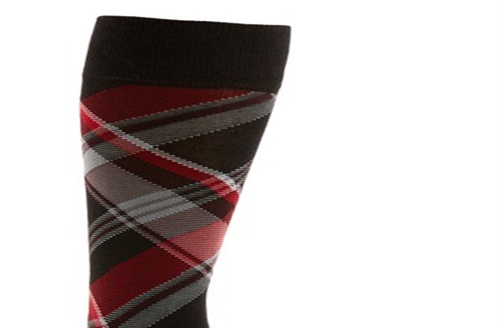 Cole Haan Men's Plaid Lightweight Crew Socks Gray-Blue - Size 7-11