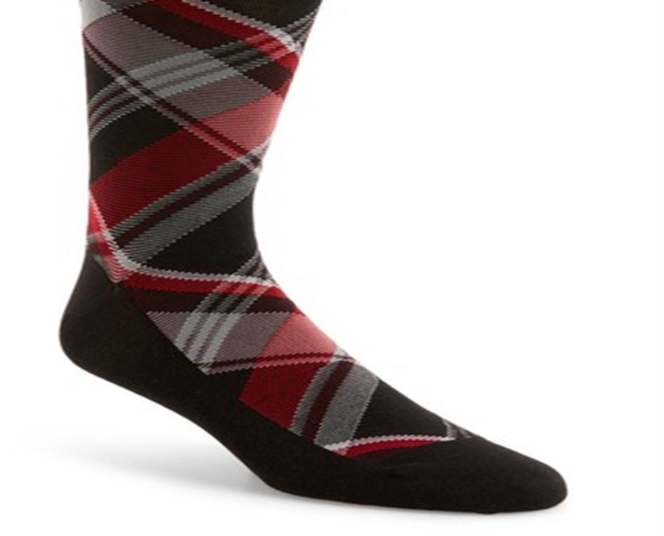 Cole Haan Men's Plaid Lightweight Crew Socks Gray-Blue - Size 7-11