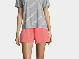 Champion Women's Cotton Logo Print T-Shirt Gray Size Medium