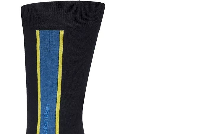 Calvin Klein Men's Striped Crew Socks Blue Size 7-12
