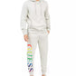 Guess Men's Arthur Ombre Rainbow Logo Hoodie Grey Size XX-Large