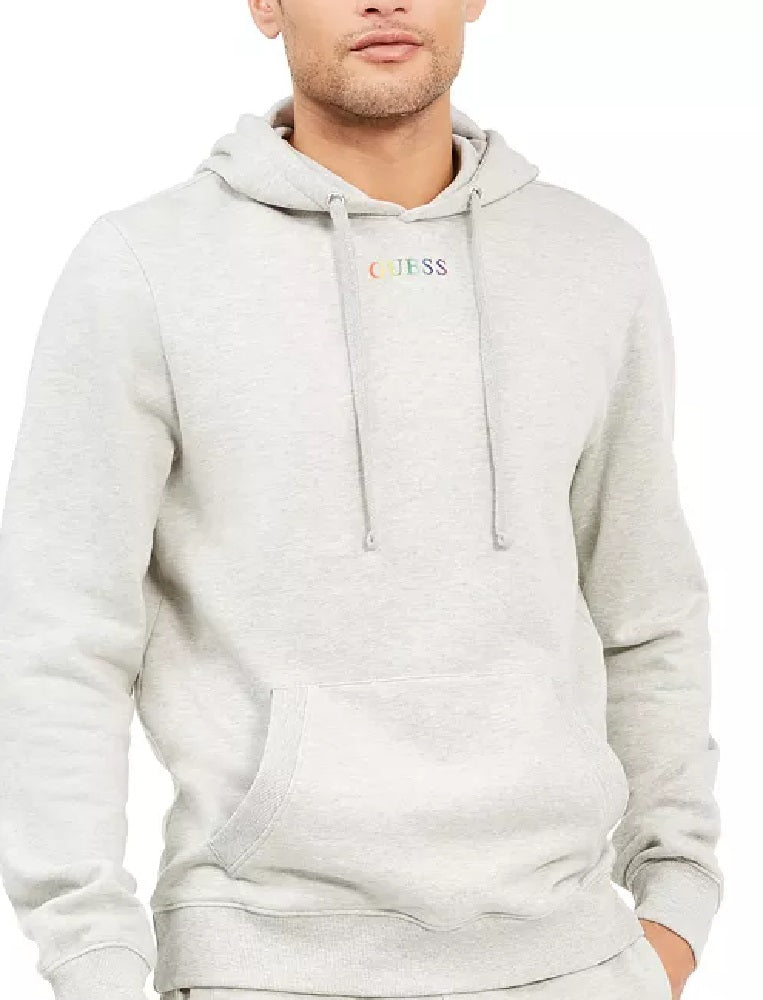 Guess Men's Arthur Ombre Rainbow Logo Hoodie Grey Size XX-Large
