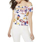 Guess Women's Off-The-Shoulder Floral-Print Top White Size X-Small